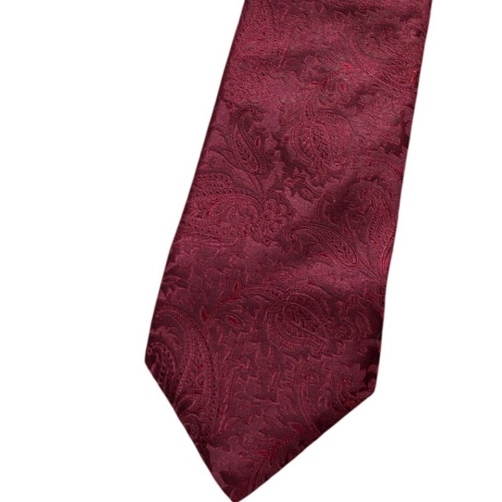 Canali Mens Burgundy Red Tonal Paisley Silk Necktie 57.5" Formal Tie